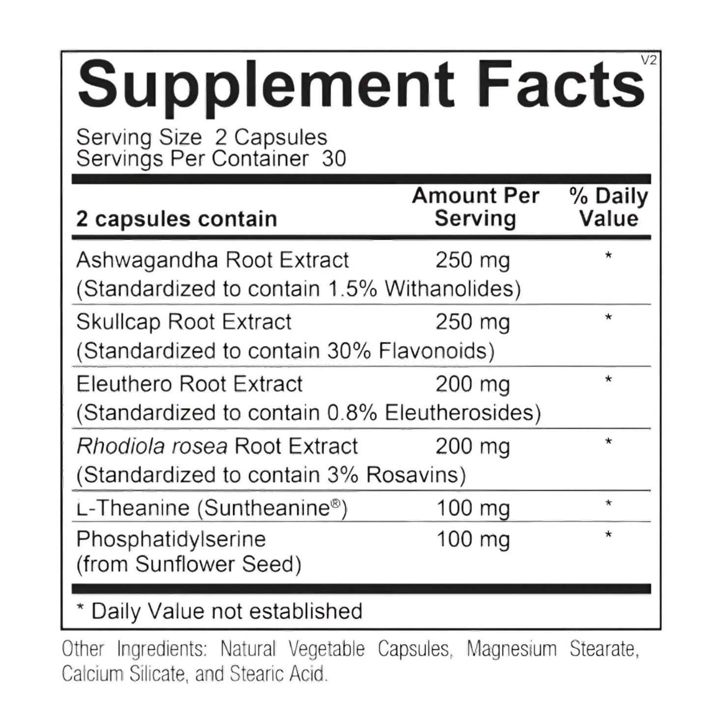 AdreneVive by Ortho Molecular Products Suppliment facts
