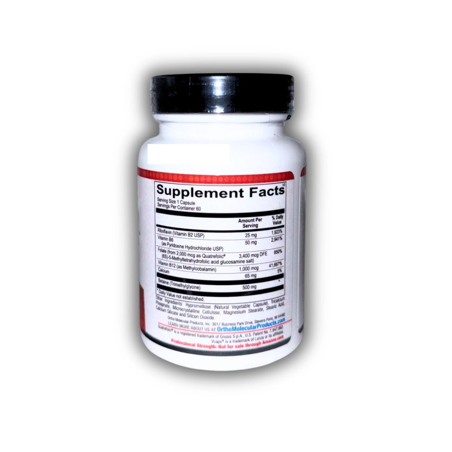 Methyl CpG by Ortho Molecular Products Suppliment facts written in bottle