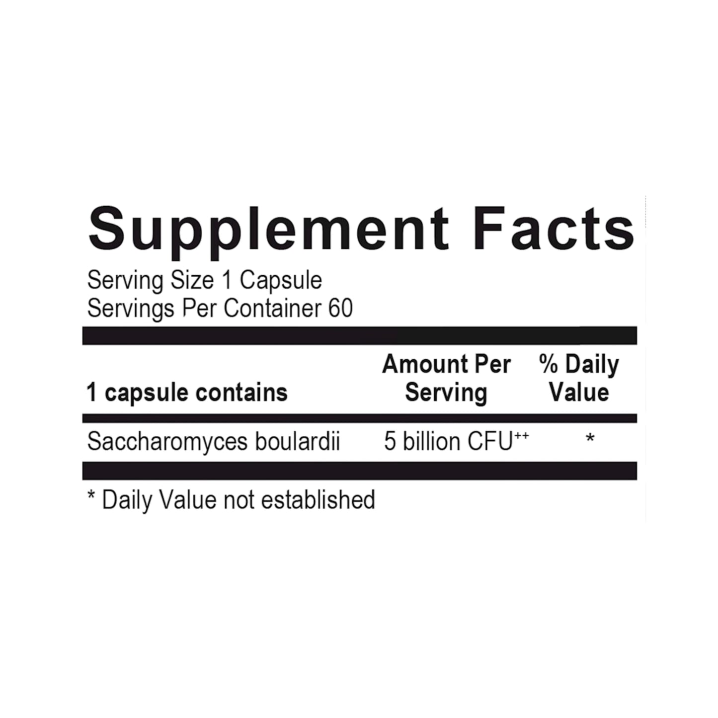 Saccharomyces Boulardii by Ortho Molecular Products (60 Capsules)Suppliment facts