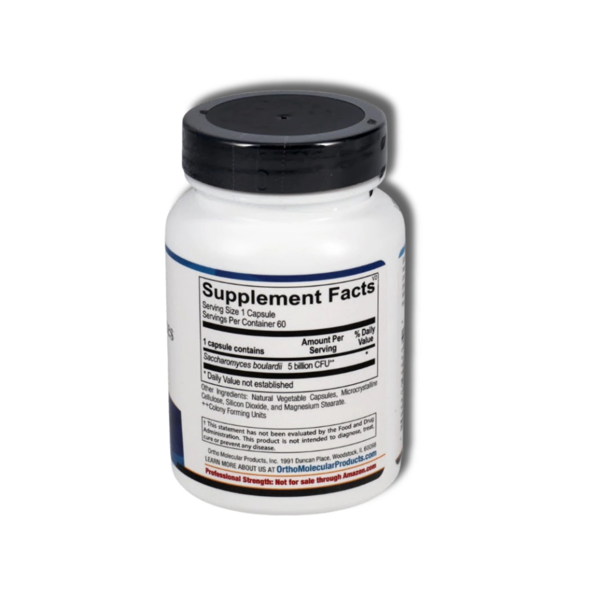Saccharomyces Boulardii by Ortho Molecular Products (60 Capsules)Suppliment facts written in bottle