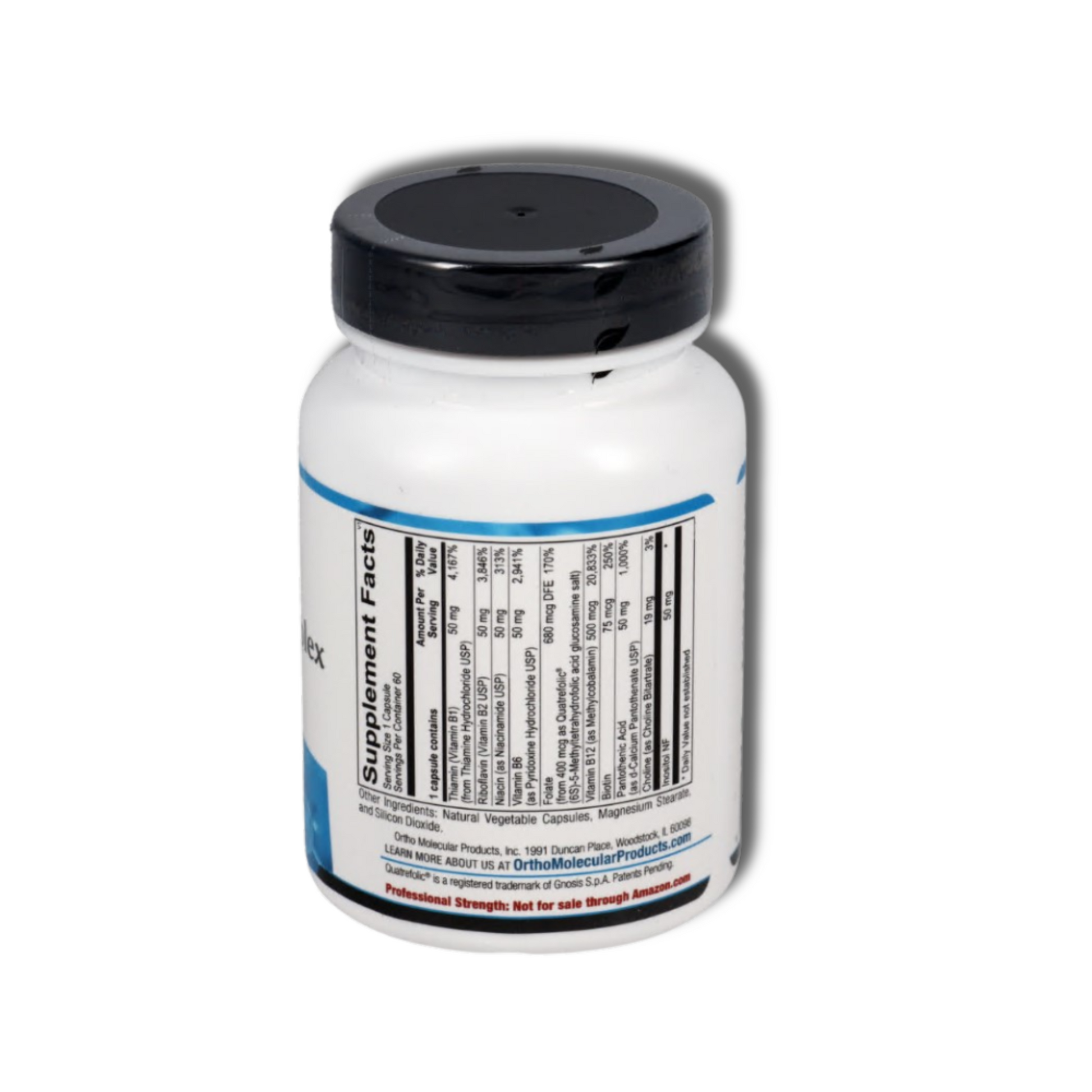 Methyl B Complex by Ortho Molecular Products (60 Capsules)Suppliment facts written in bottle