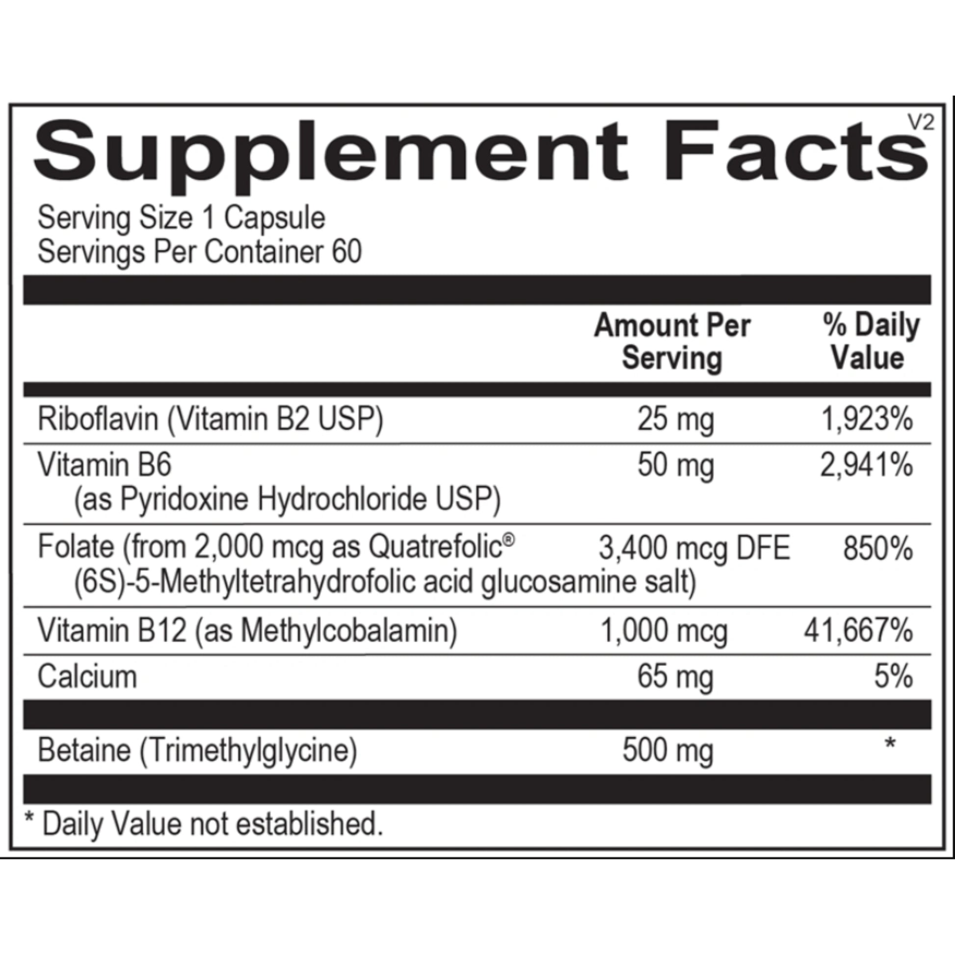 Methyl CpG by Ortho Molecular Products Suppliment facts