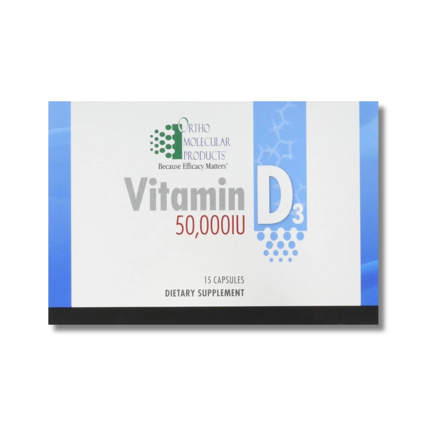 Vitamin D3 supplement package with Ortho Molecular Products branding on a white background